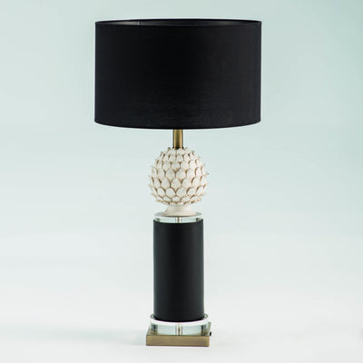 Design KNB Table Lamp in Black and White Ceramic and Golden Metal without a Lampshade