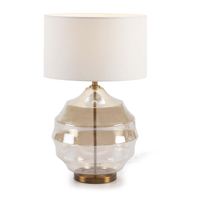 Design KNB Table Light in Amber Glass and Golden Metal without a Lampshade
