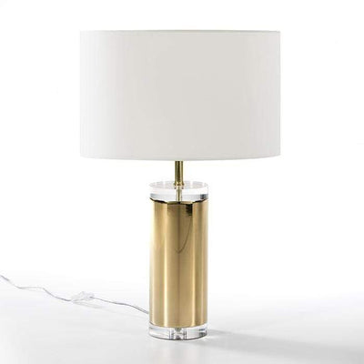 Design KNB Table Light with an Acrylic Clear Base surrounded by Golden Metal