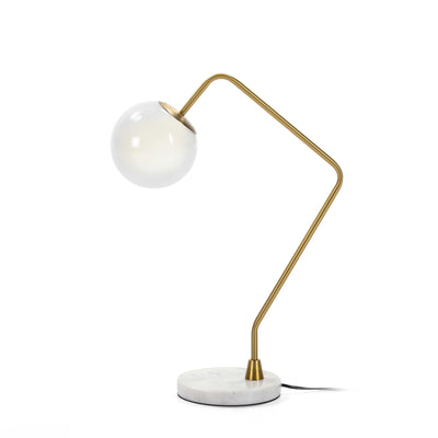 Design KNB Table Light with with White Marble and Glass and White/Golden Metal