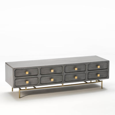 Design KNB TV Furniture in Grey Wood with Golden Metal