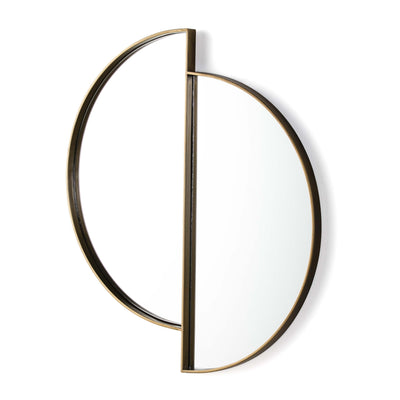 Design KNB Two Half Moon Shaped Glass Mirror with a Golden Metal Frame