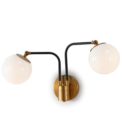 Design KNB Wall lamp in Golden/Black Metal and White Glass