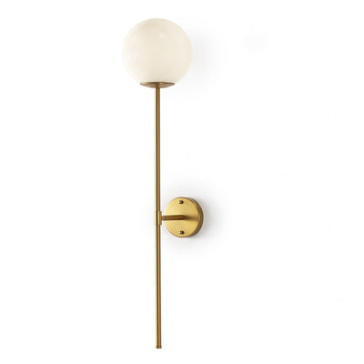 Design KNB Wall Lamp in Golden Metal with a White Glass Globe
