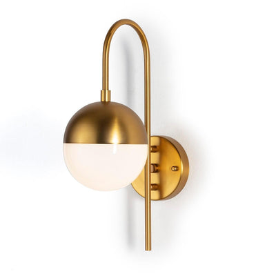 Design KNB Wall Lamp in In Golden Metal and White Glass
