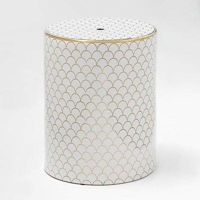Design KNB White and gold Ceramic Stool/ Side table