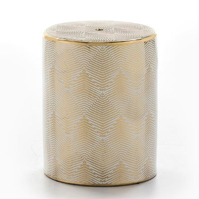 Design KNB White and Golden Ceramic Side Table