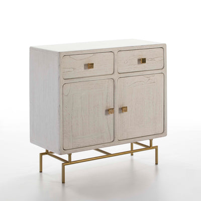 Design KNB White Sideboard in Wood with Golden Metal Legs
