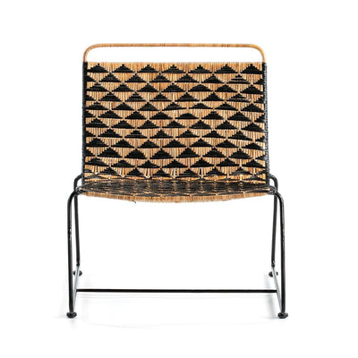 Design KNB Wicker Armchair in Natural and Black Wicker and Black Metal Legs