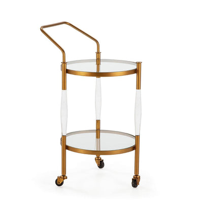 Design KNB Wine Bar Cart in Golden Metal and Glass