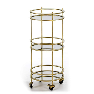 Design KNB Wine/Bar Cart in Golden Metal and Mirrors